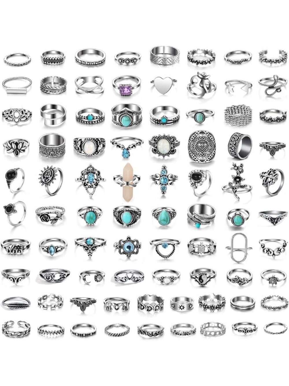 Chunky Vintage Silver Knuckle Rings Set for Women & Men | Boho Style Jewelry
